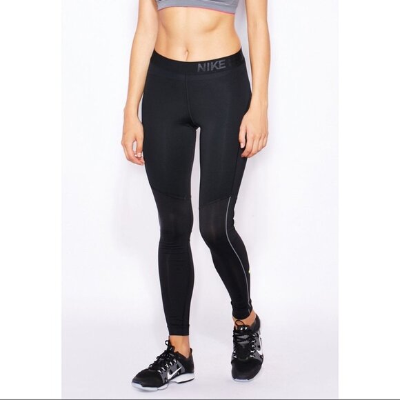 Nike Dri Fit Hyperwarm Pro Mesh Panel Leggings Tights Womens Black Size XS - Picture 6 of 16